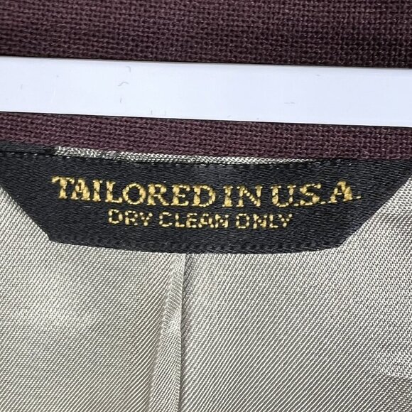 Sutter & Grant Mens 44L Burgundy Wool Blazer Gold Crest Buttons Academia Preppy - Picture 13 of 15